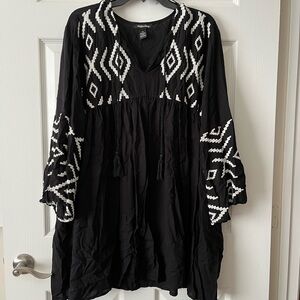 Black and White Boho Tunic Dress